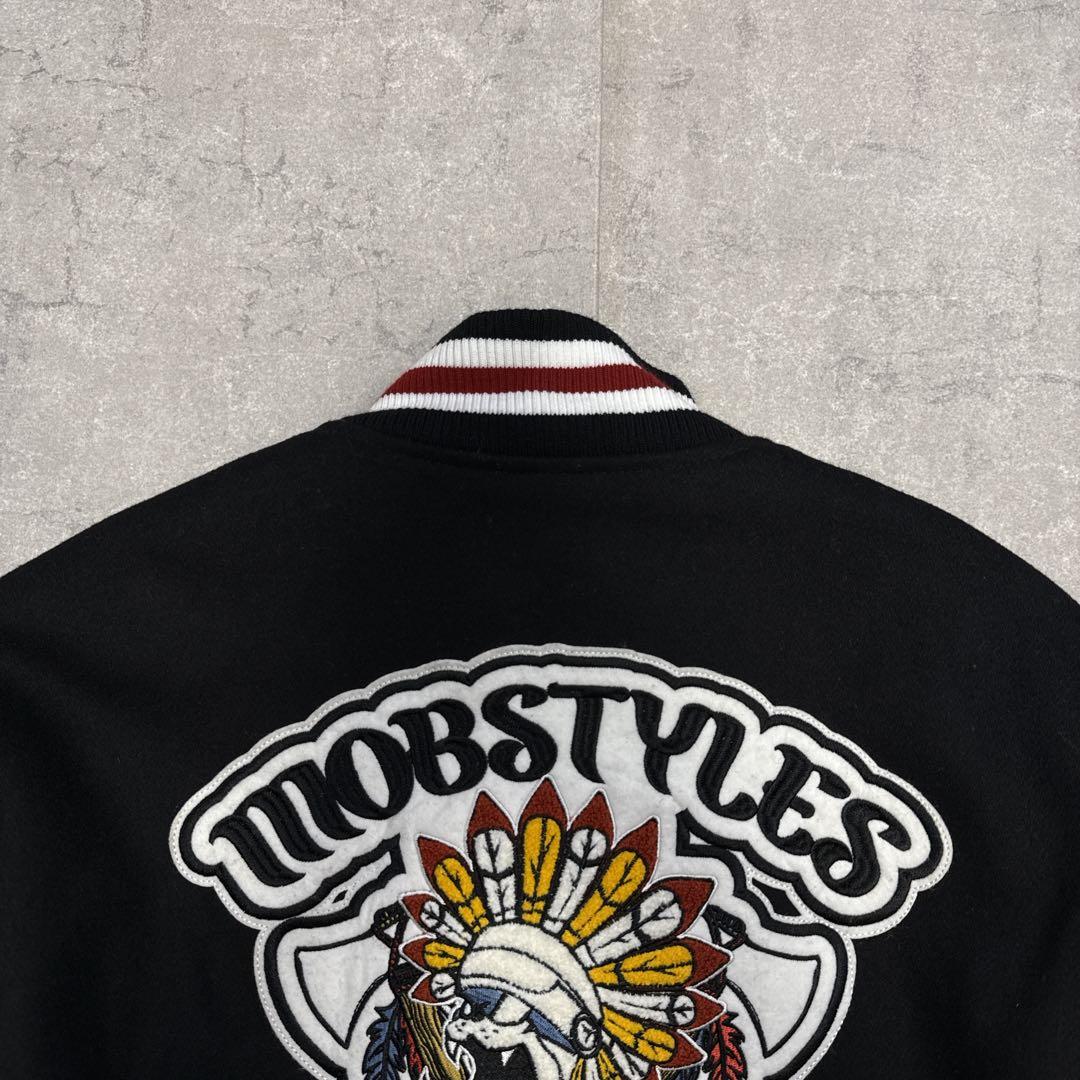【美品】MOBSTYLES スタジャン 牛革袖 トマホーク刺繍 モブスタイル Ｌ