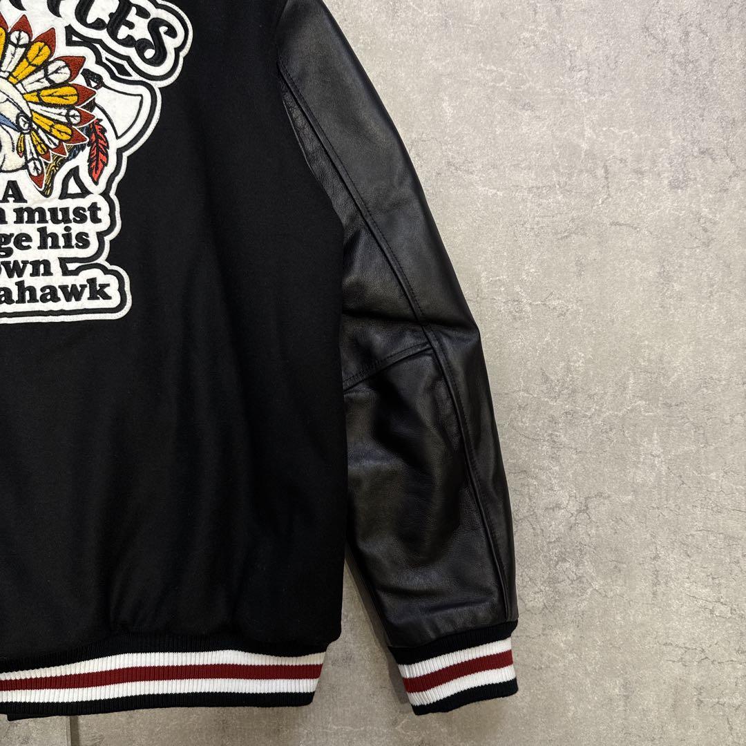 【美品】MOBSTYLES スタジャン 牛革袖 トマホーク刺繍 モブスタイル Ｌ