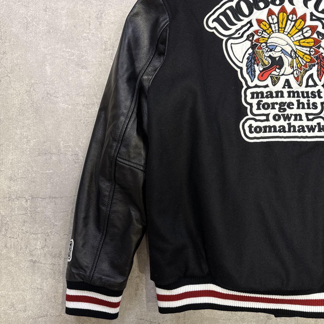 【美品】MOBSTYLES スタジャン 牛革袖 トマホーク刺繍 モブスタイル Ｌ