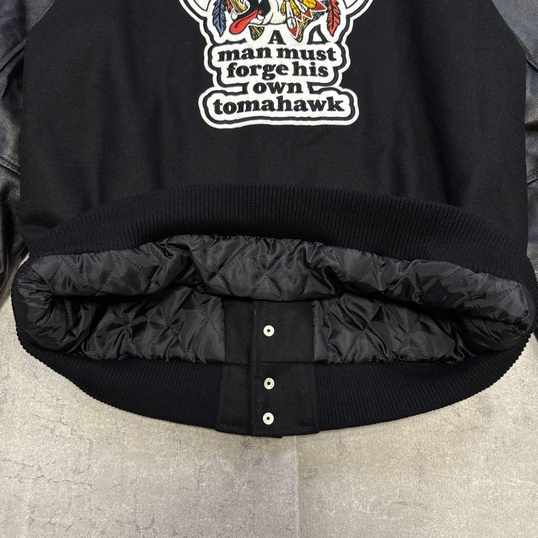 【美品】MOBSTYLES スタジャン 牛革袖 トマホーク刺繍 モブスタイル Ｌ