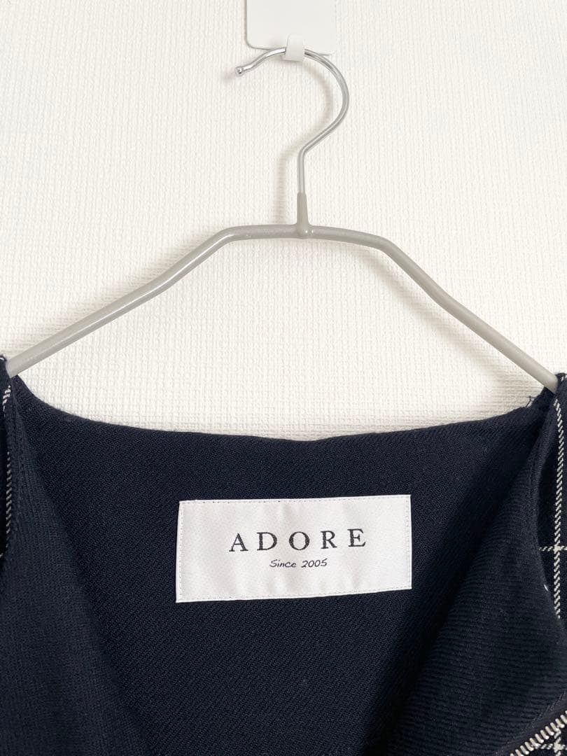 ADORE ダブルウィンドウペンノーカラージャケット ウールリバーブルゾン