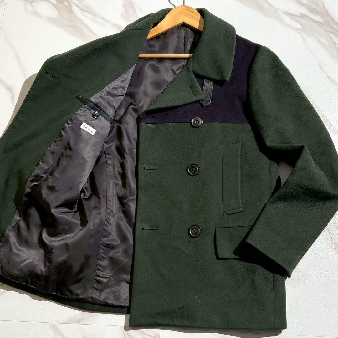 【美品✨】ポールスミス バイカラー ピーコート 希少デザイン レザー金具 紺 緑