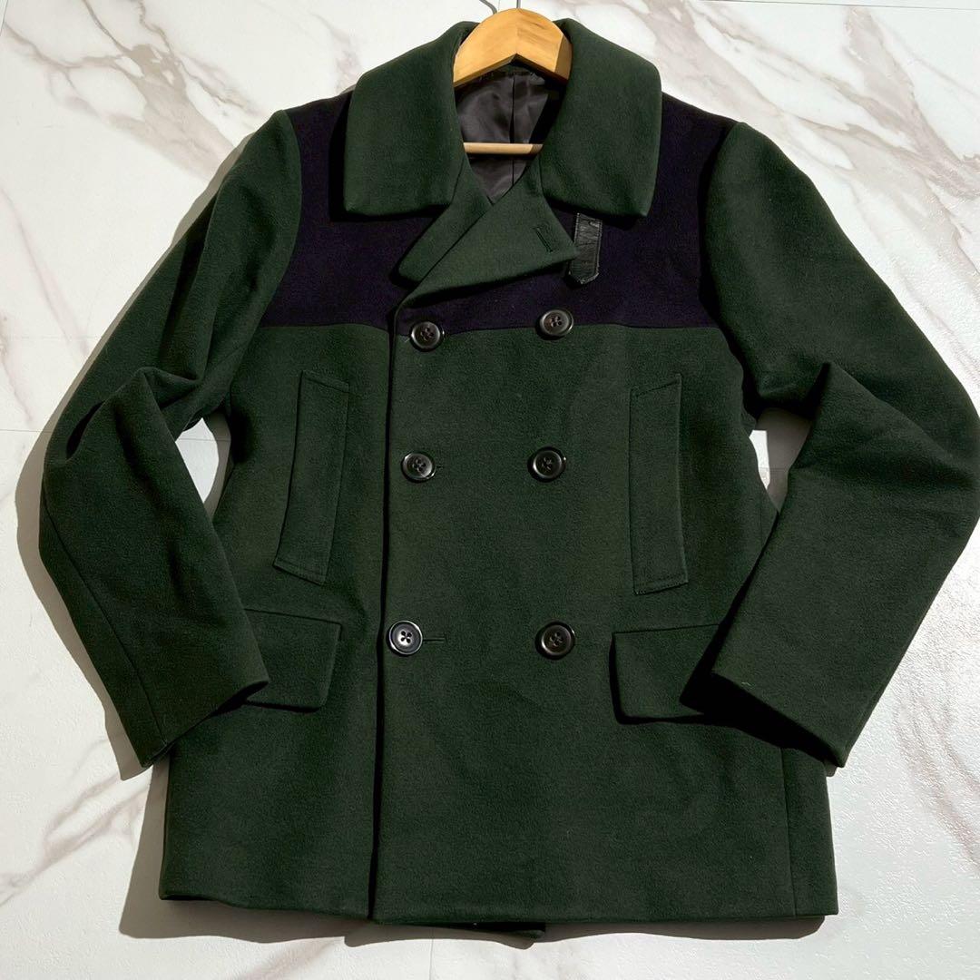 【美品✨】ポールスミス バイカラー ピーコート 希少デザイン レザー金具 紺 緑