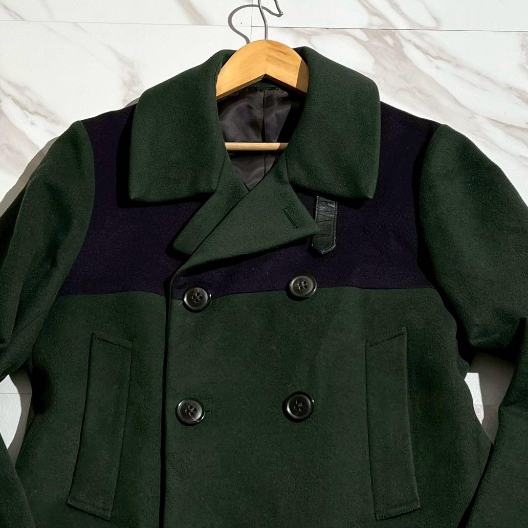 【美品✨】ポールスミス バイカラー ピーコート 希少デザイン レザー金具 紺 緑