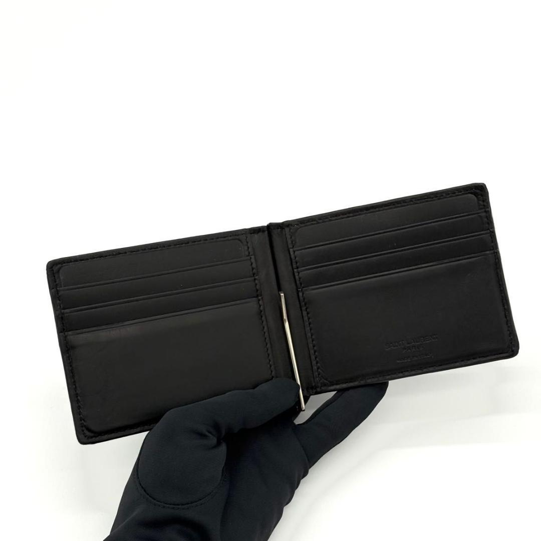 サンローラン マネークリップ お札入れ クロコ型押し 黒 ブラック 2255