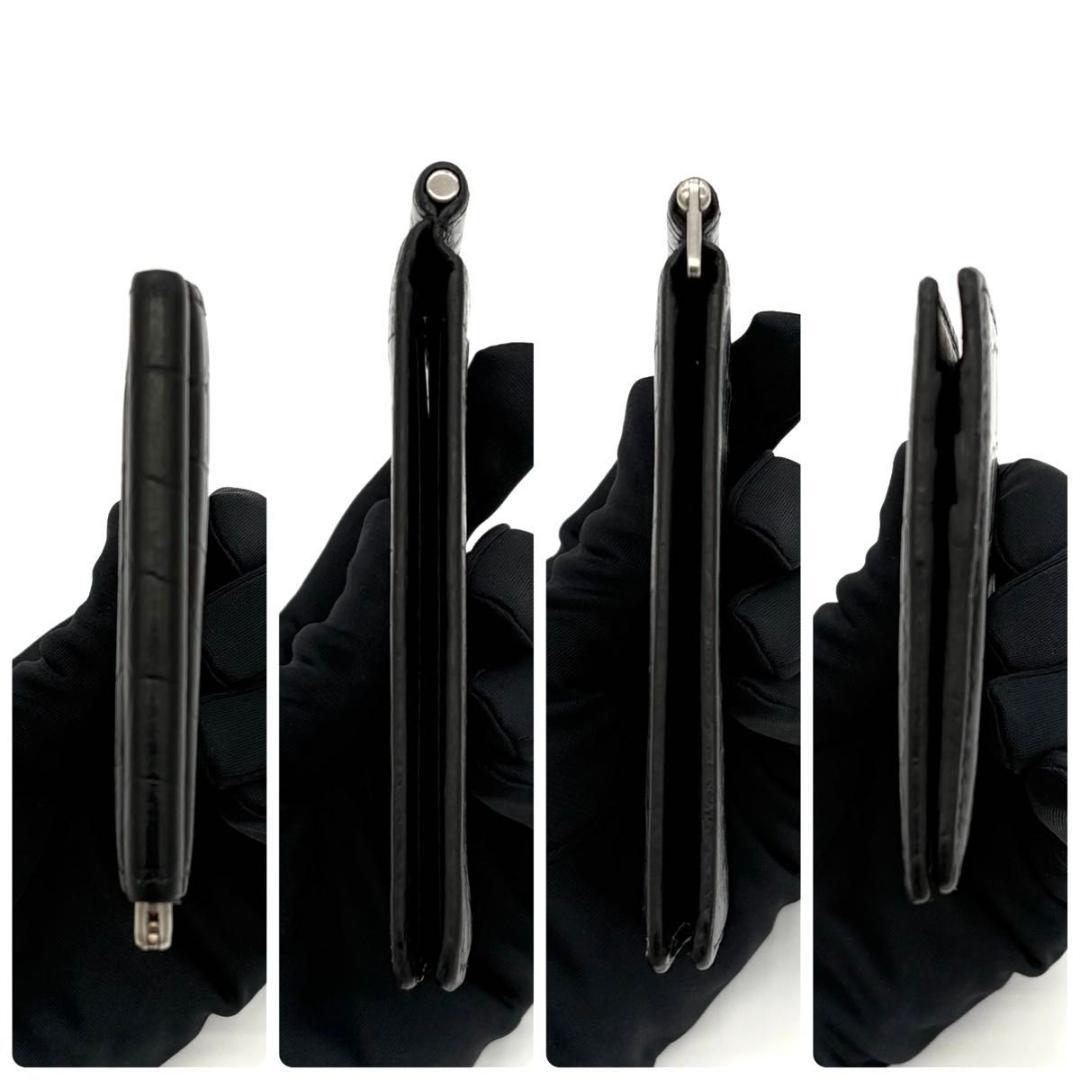 サンローラン マネークリップ お札入れ クロコ型押し 黒 ブラック 2255