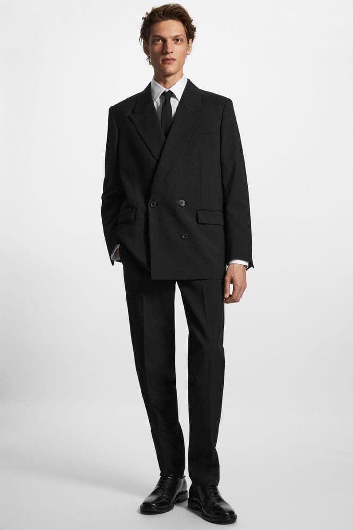 COS ブラック ダブルブレスト テーラードジャケット 36R