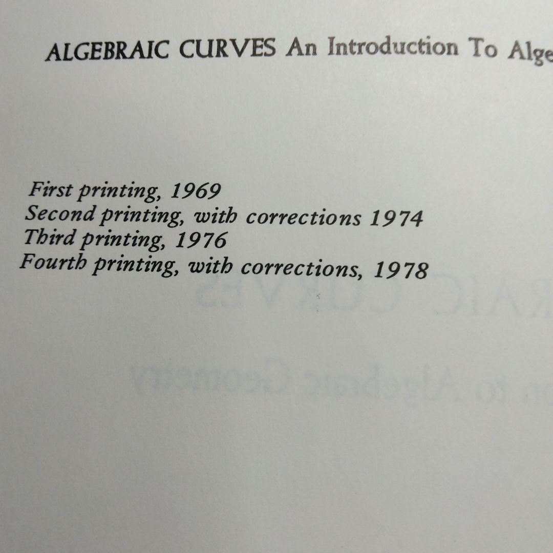 洋書 Algebraic Curves William Fulton