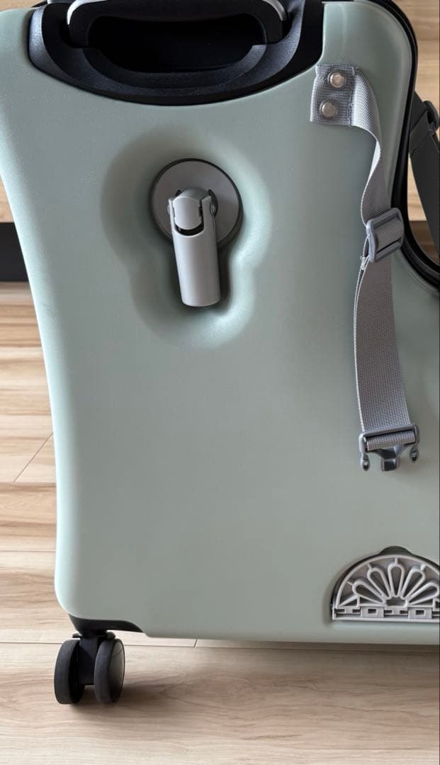 Mサイズ★キッズトラベル 子供が乗れるキャリーケース（くすみグリーン）
