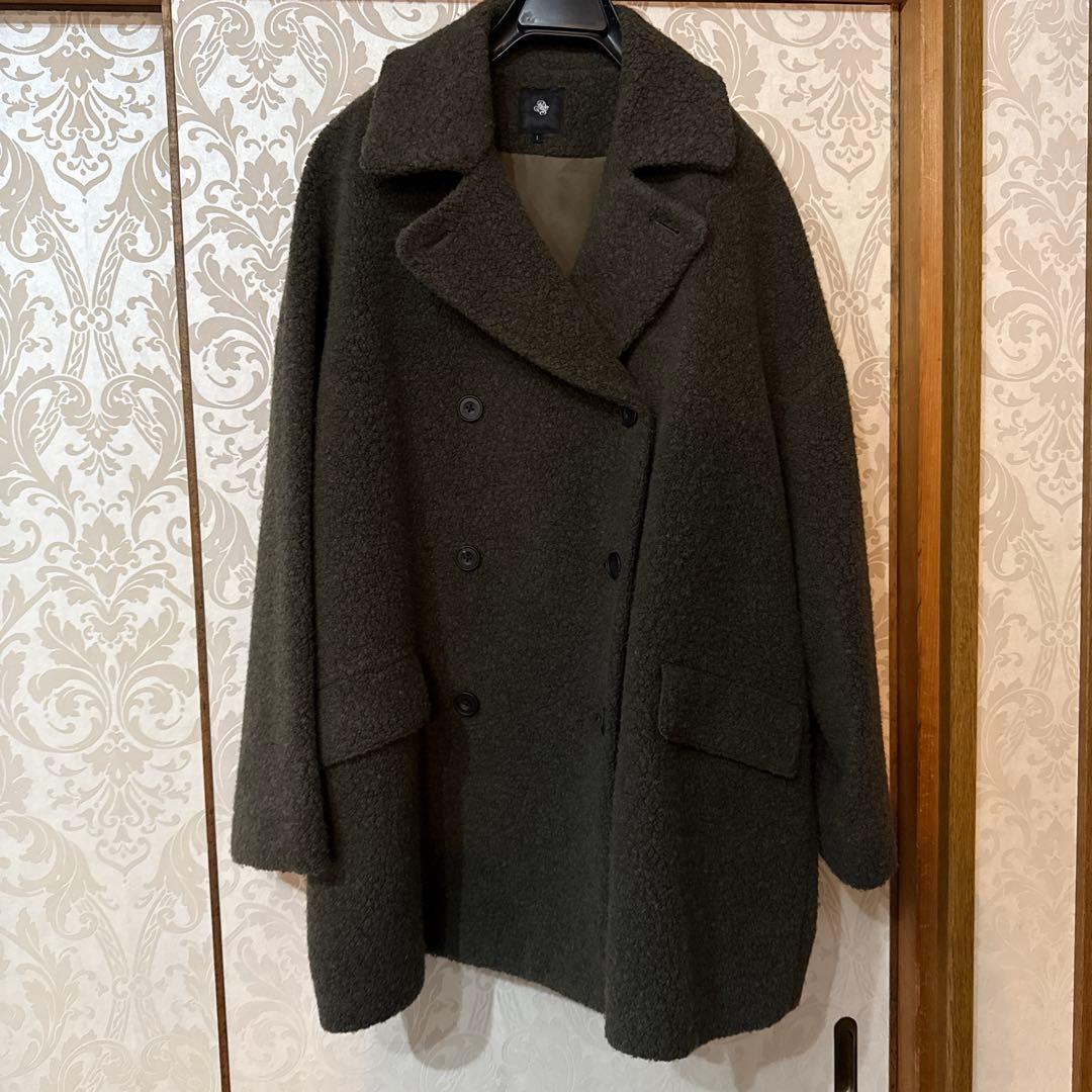 ダークブラウン ダブルブレストコート サイズI