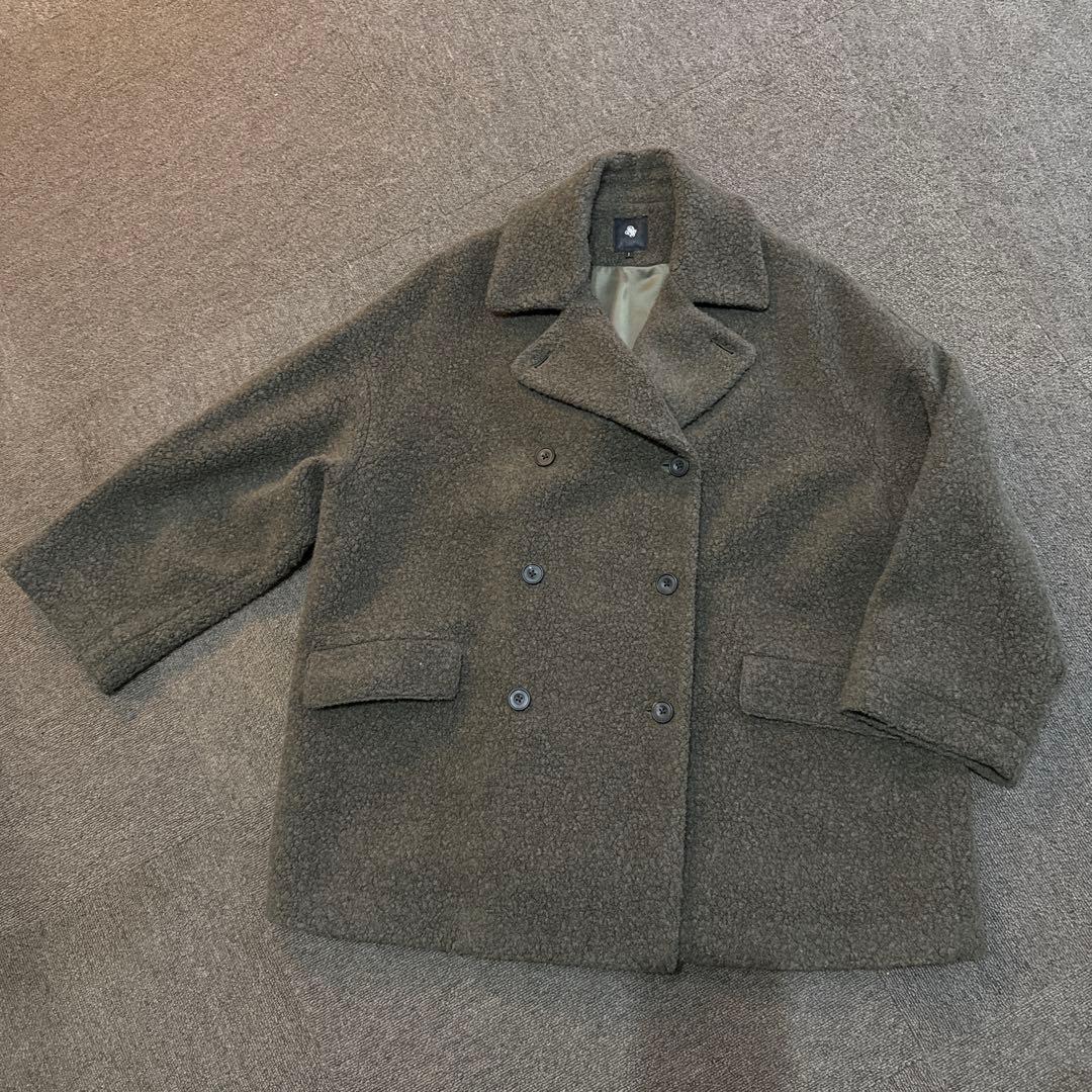 ダークブラウン ダブルブレストコート サイズI