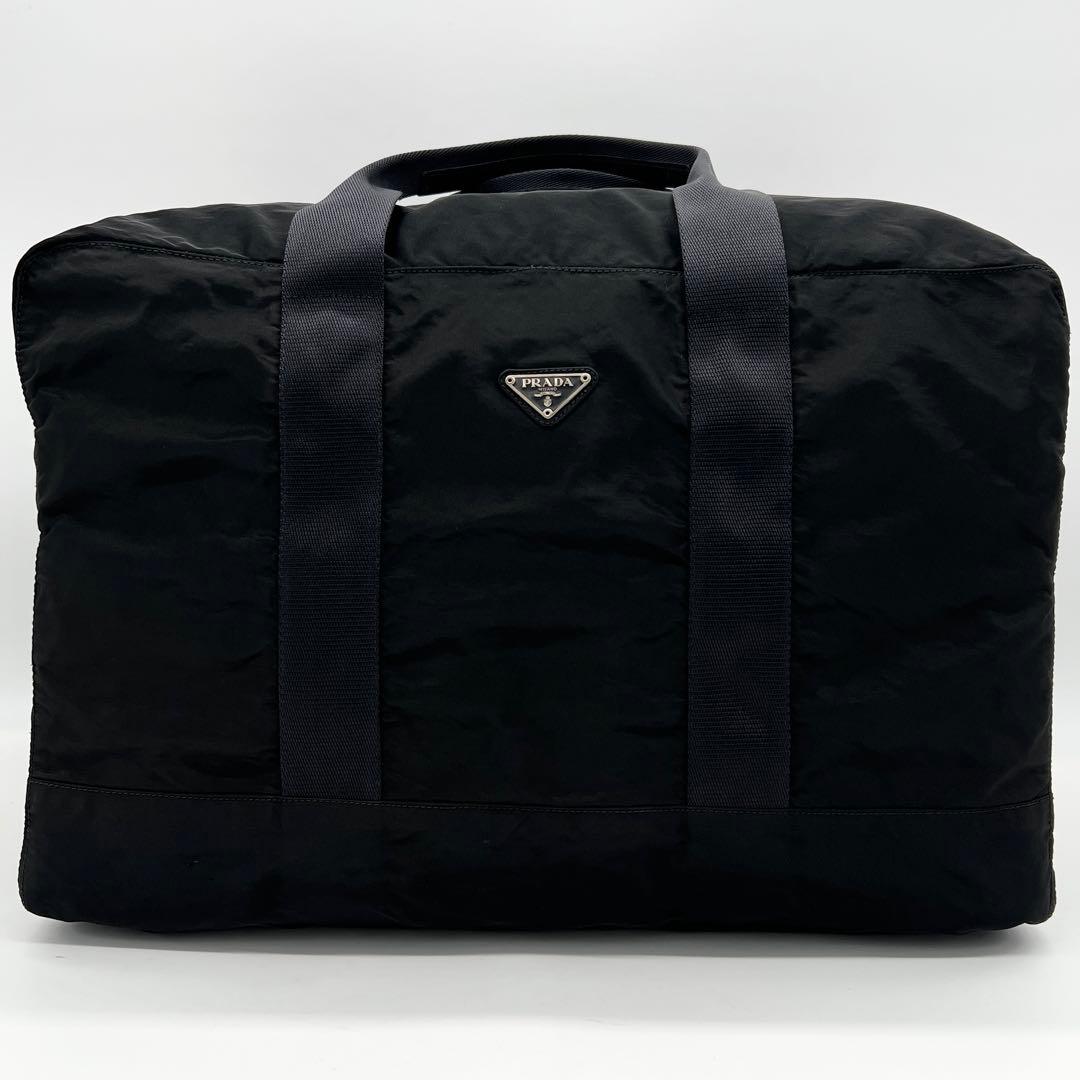 【美品✨】 プラダ 2WAY ボストンバッグ 三角ロゴ ショルダー ブラック 黒