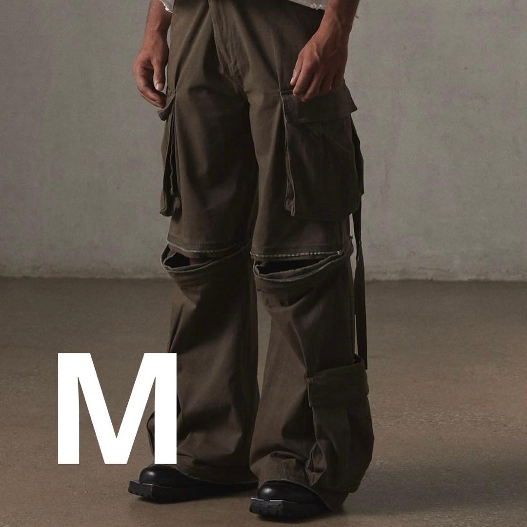 【GRANCY】ジップデザイン カーゴパンツ M カーキ