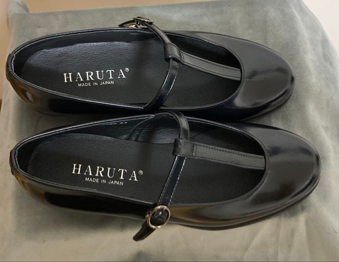 ヒュッゲ HARUTA Tストラップシューズ ブラック 24cm