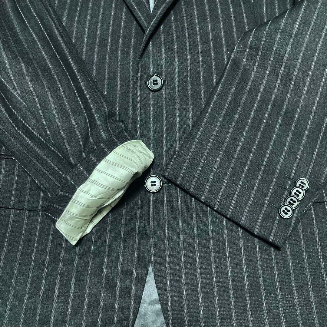 ニューヨーカー　セットアップ　ビジネススーツ　AB7 ダークグレー　ストライプ