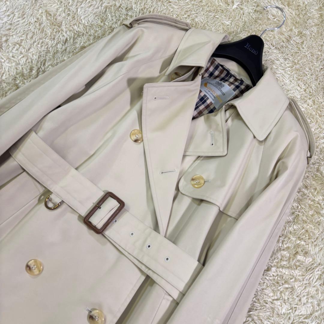 アクアスキュータム　イギリス製　ハウスチェック　ベルト　ロングトレンチコート