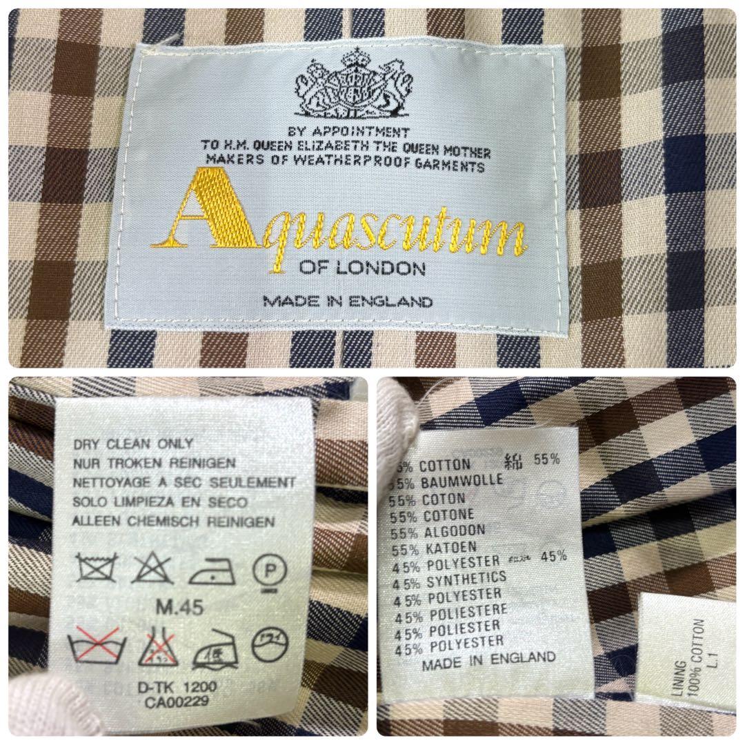 アクアスキュータム　イギリス製　ハウスチェック　ベルト　ロングトレンチコート