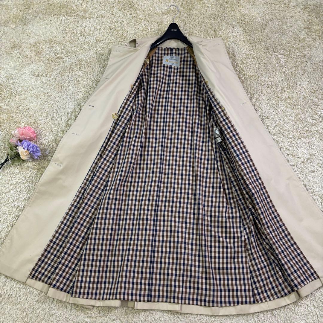 アクアスキュータム　イギリス製　ハウスチェック　ベルト　ロングトレンチコート