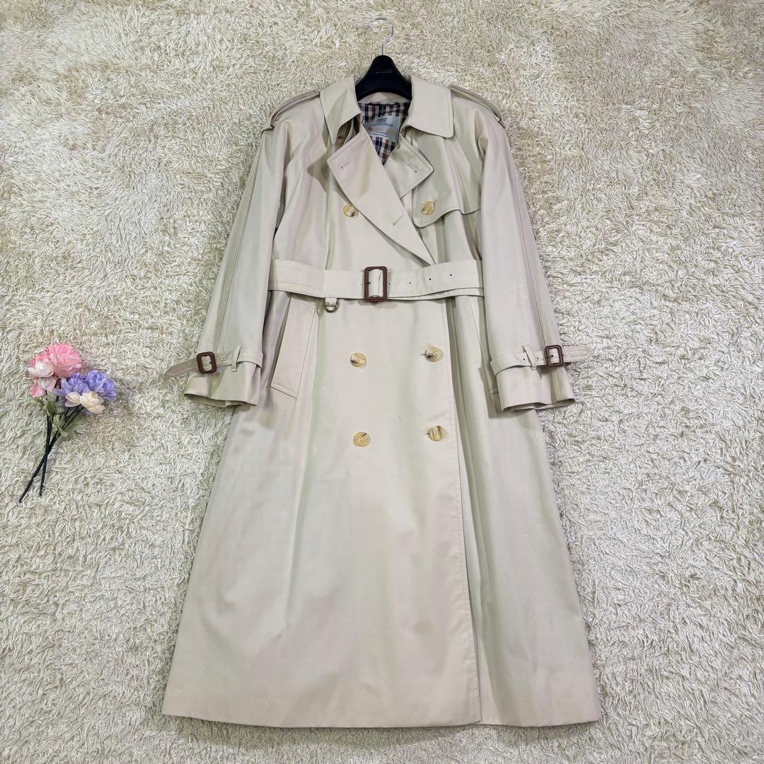 アクアスキュータム　イギリス製　ハウスチェック　ベルト　ロングトレンチコート