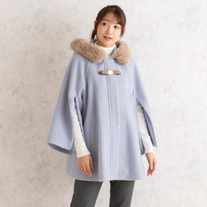 未使用■ローズティアラ■大きいサイズ42■２WAY　ポンチョコート■キャメル■