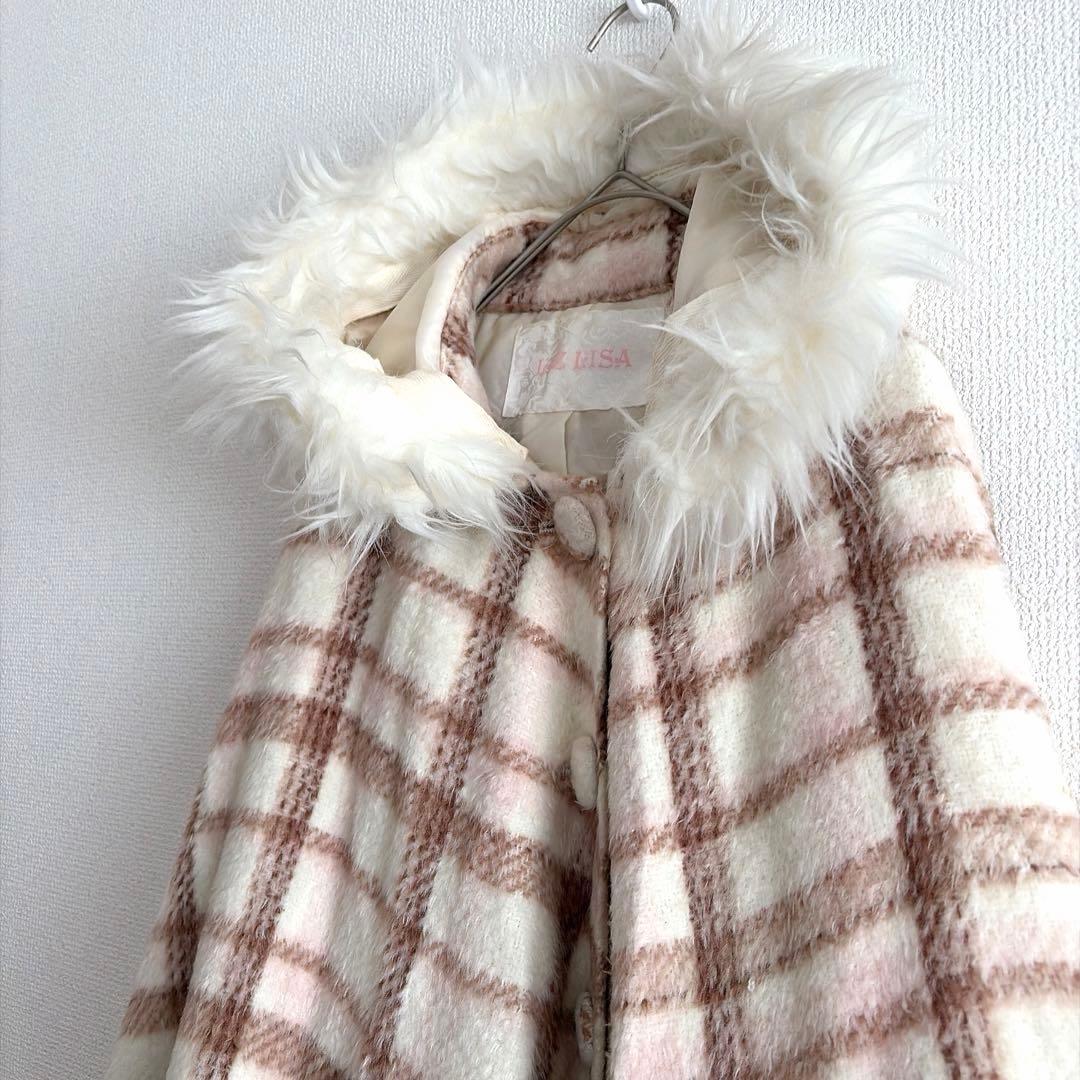 LIZ LISA ポンチョ　ケープコート　アウター　上着　ファー付フード　裏地付