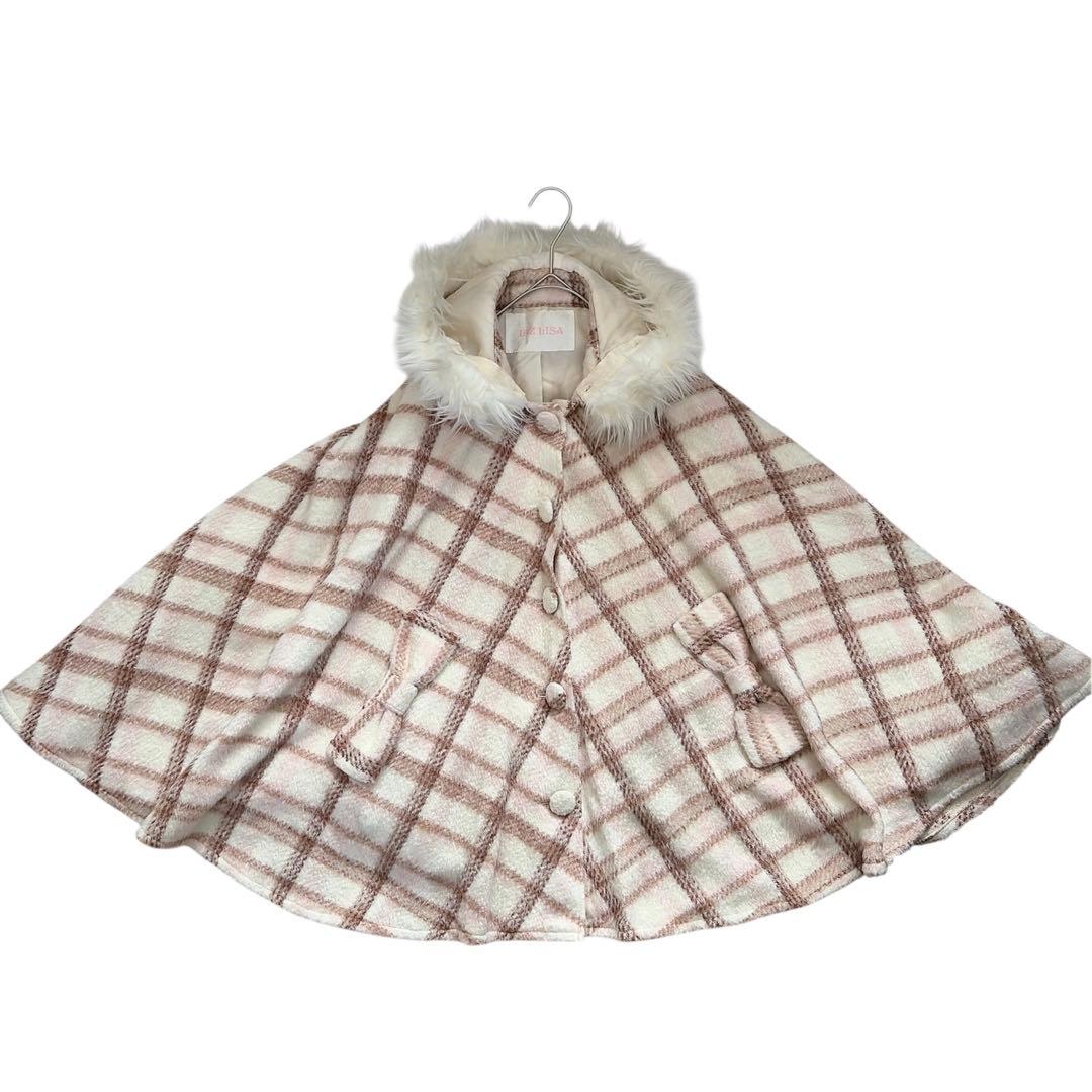 LIZ LISA ポンチョ　ケープコート　アウター　上着　ファー付フード　裏地付