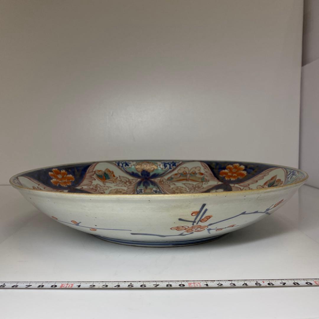 江戸中期 元禄伊万里 大皿 木箱付 w36cm 東キ7-1206☆2F タエチ