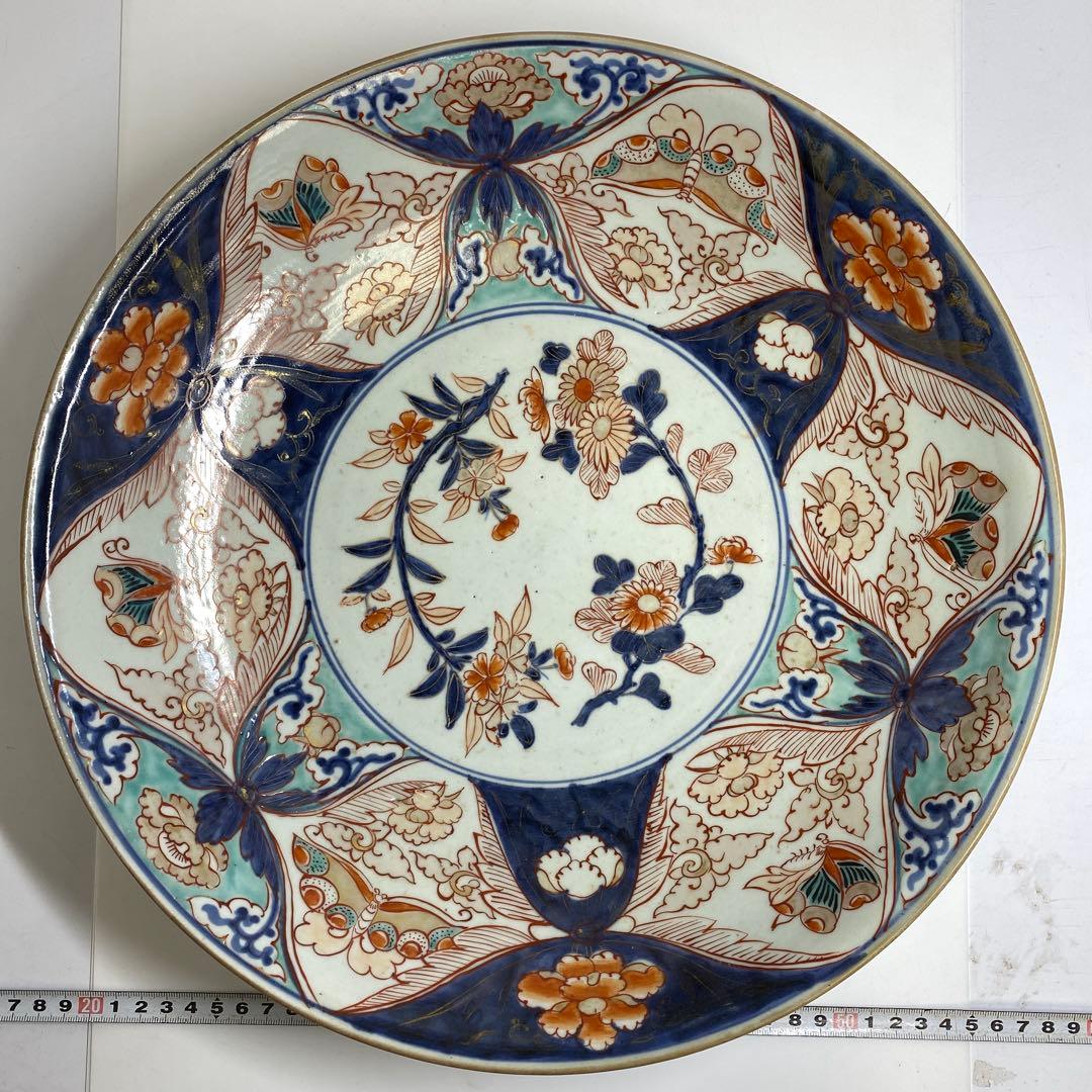 江戸中期 元禄伊万里 大皿 木箱付 w36cm 東キ7-1206☆2F タエチ