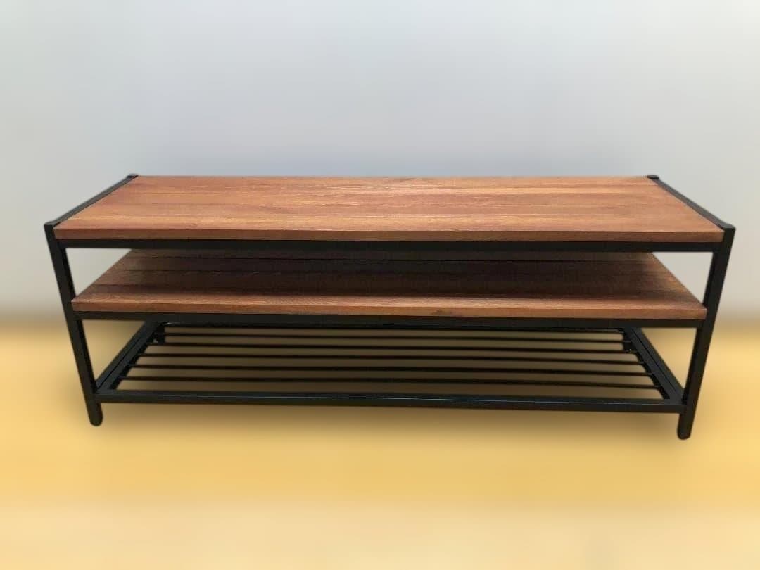 送料無料 ローボード テレビ台 木製天板 2段 棚付き ナチュラル251022