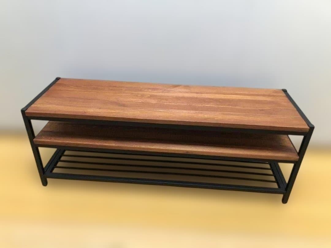 送料無料 ローボード テレビ台 木製天板 2段 棚付き ナチュラル251022