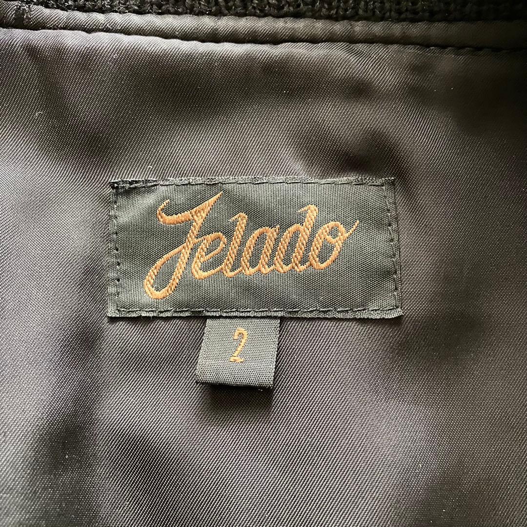 ジェラード 50's復刻 \"SINNERS\" チェーン刺繍 本革袖スタジャン 黒