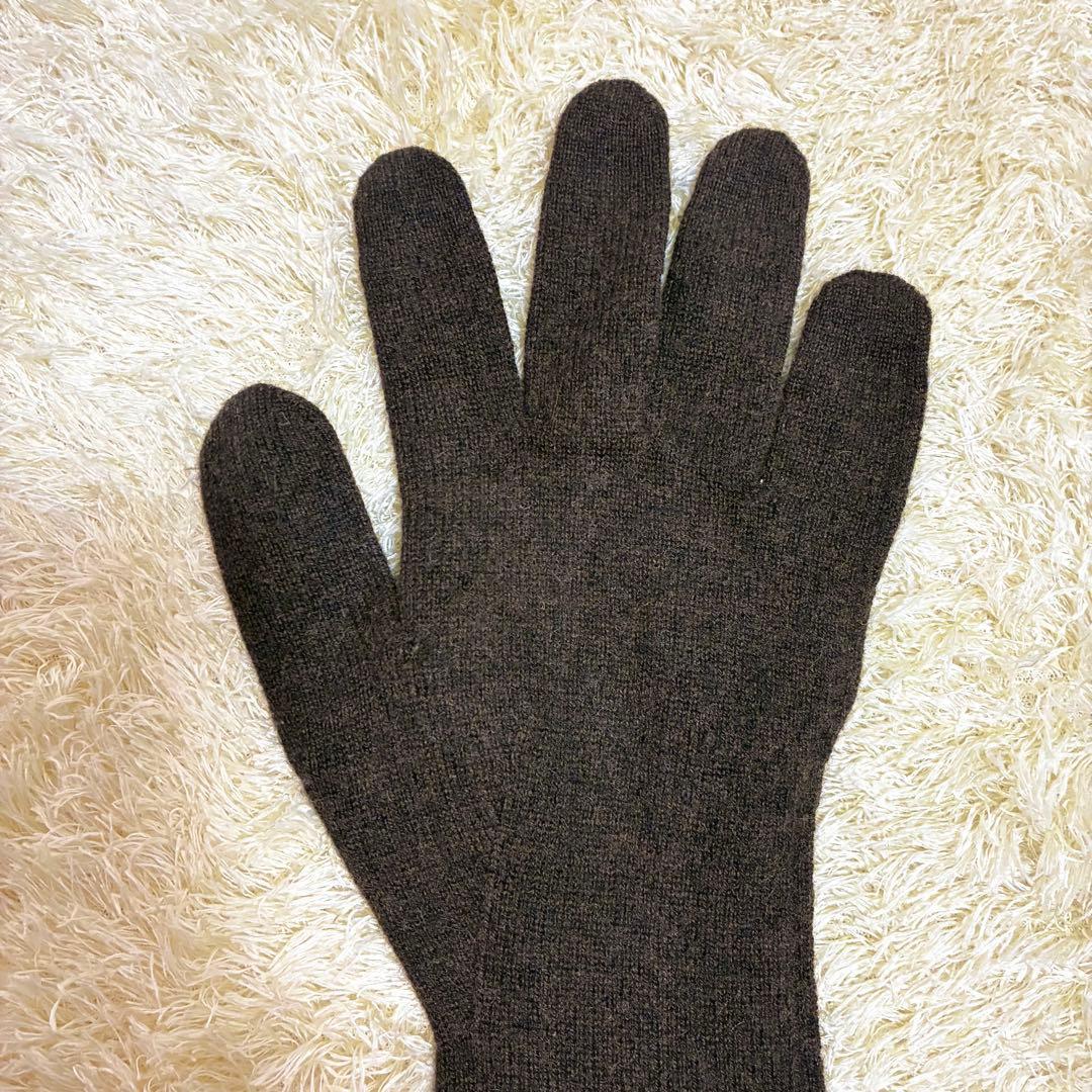 ★美品★エルメス ロンググローブ 手袋 ブラウン カシミヤ100