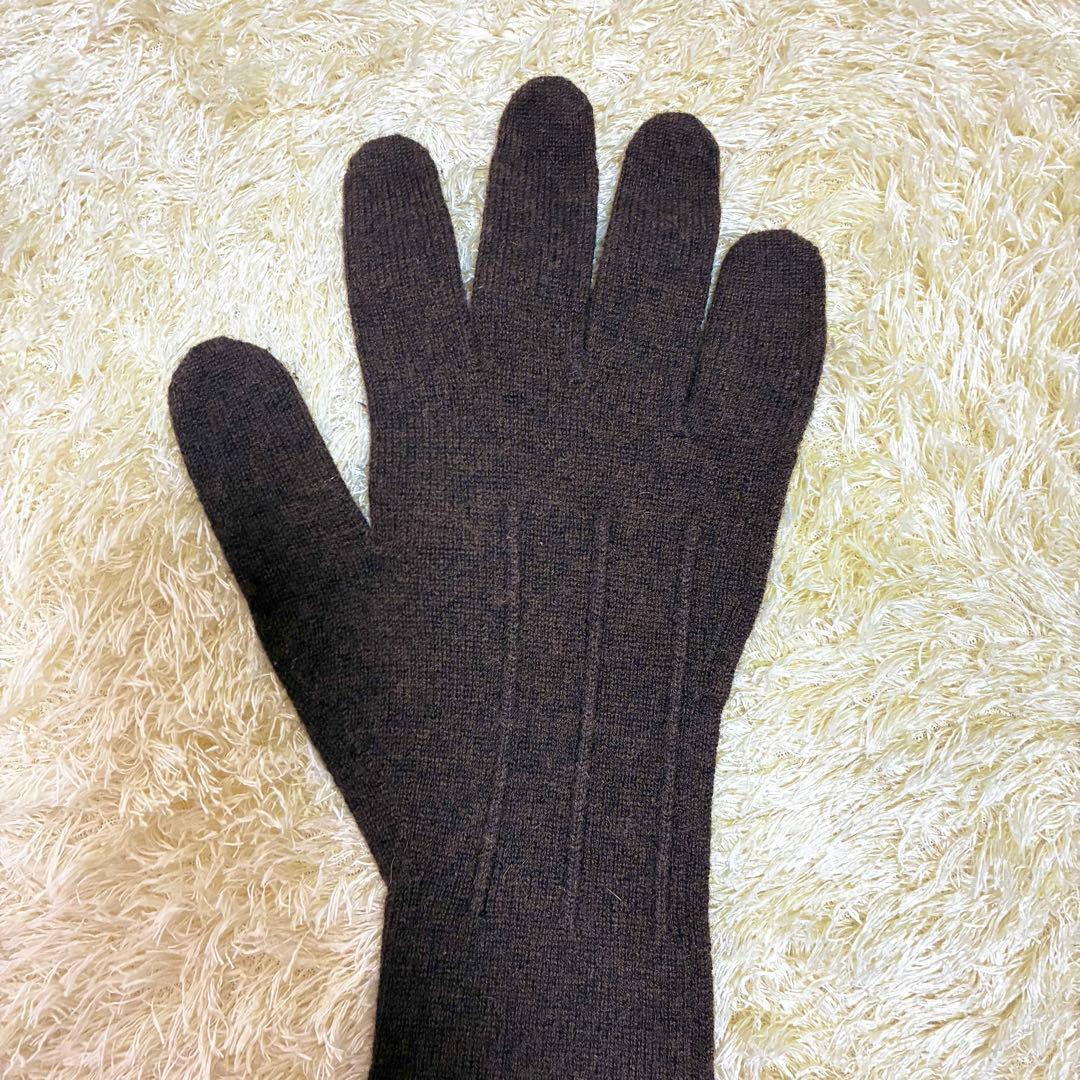 ★美品★エルメス ロンググローブ 手袋 ブラウン カシミヤ100