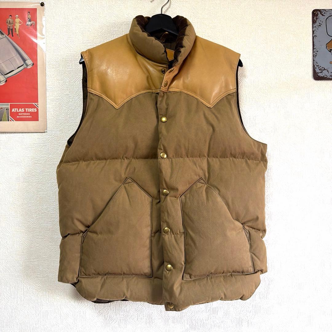 極美品　ロッキーマウンテン　ダウンベスト　オリーブ　ベージュ　コーデュロイ　42