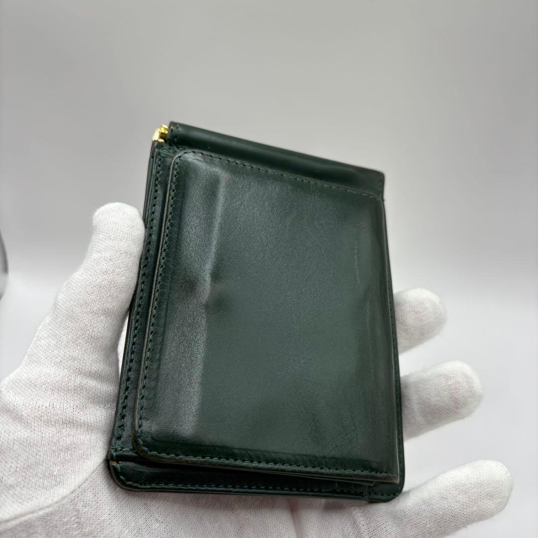 GLEN 二つ折り財布　マネークリップ　グリーン　レザー　財布　革