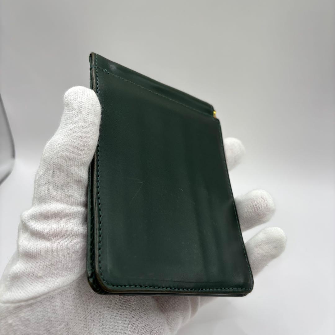 GLEN 二つ折り財布　マネークリップ　グリーン　レザー　財布　革