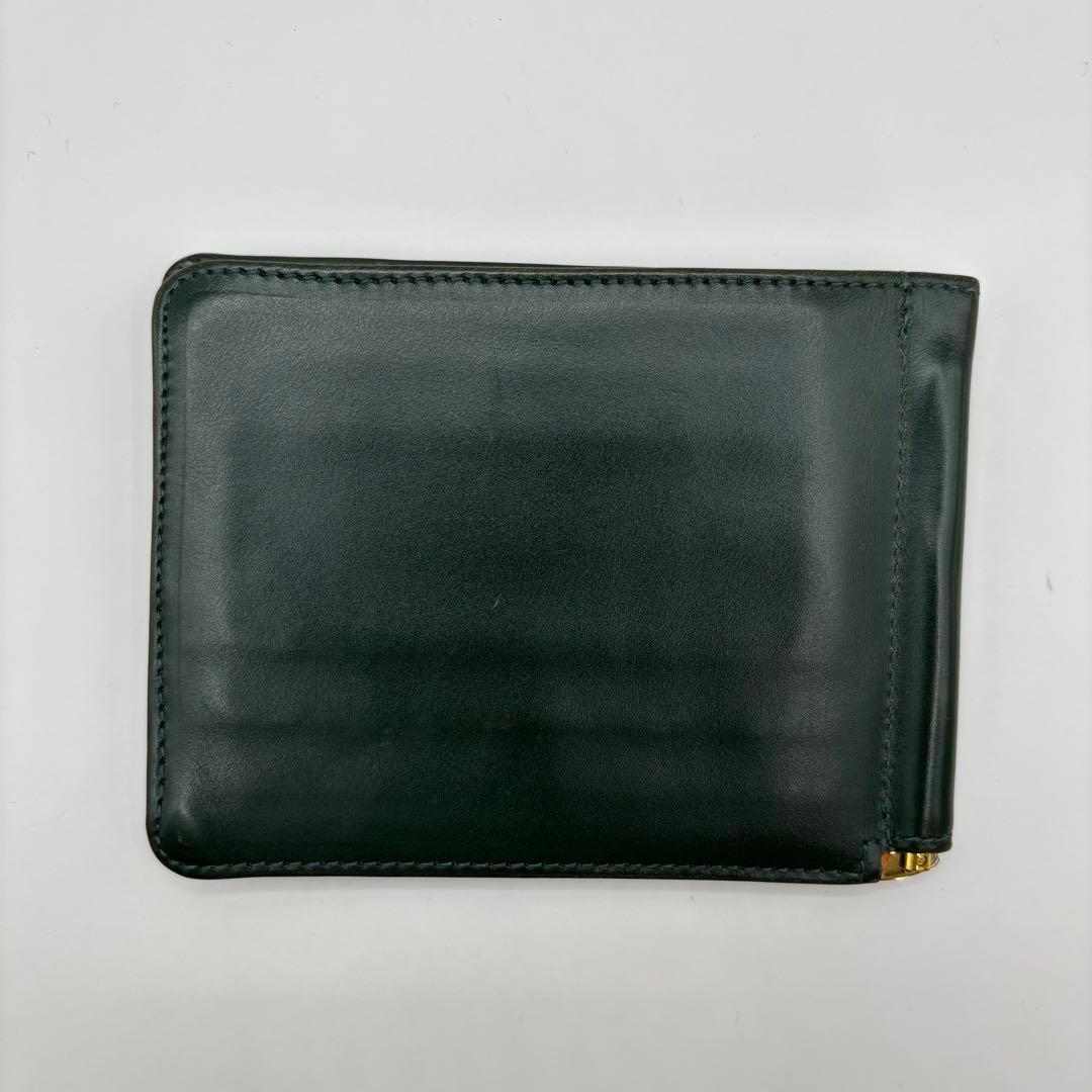 GLEN 二つ折り財布　マネークリップ　グリーン　レザー　財布　革