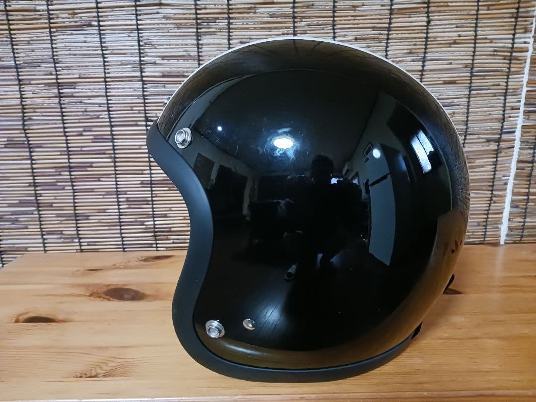 BUCO　ジェットヘルメット　ブラック/ホワイトストライプ