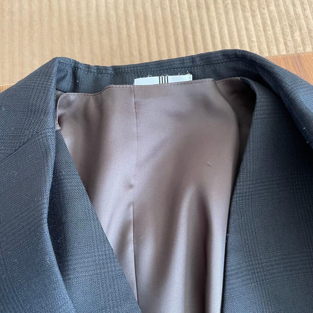 ほぼ新品 SUIT SELECT 薄チェック柄 ダークグレー スーツ
