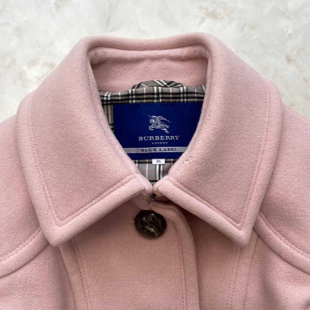 BURBERRY BLUE LABEL ロングコート ピンク　S アンゴラ混