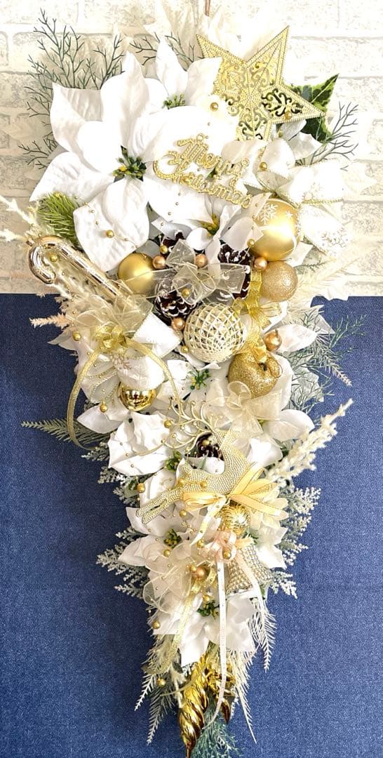 ホワイトゴールドクリスマススワッグ❣️あずき❣️２つセット❣️