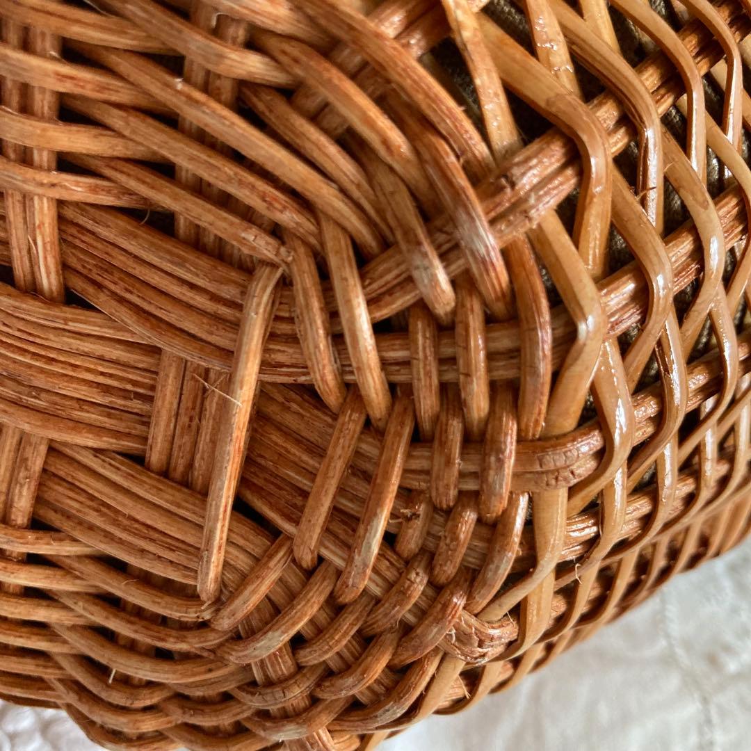 ヴィオラドーロ　ファー付きラタンカゴバッグ　フォックスファー