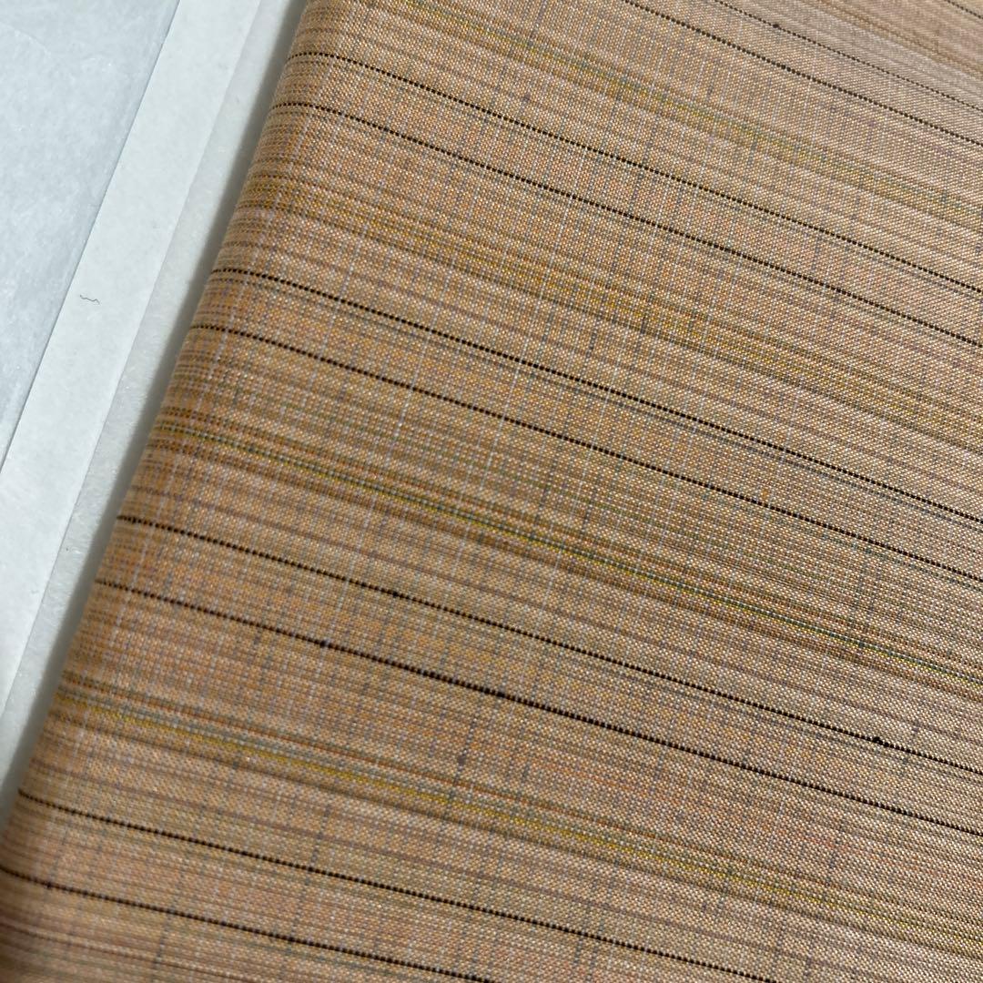 お値下！しつけ付ひとえ紬お着物。裄67.5身丈164 尻あて有り。