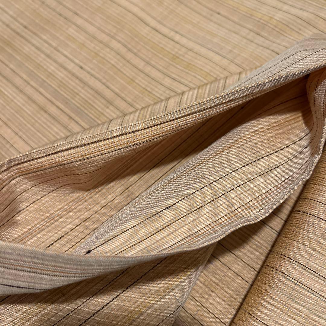 お値下！しつけ付ひとえ紬お着物。裄67.5身丈164 尻あて有り。