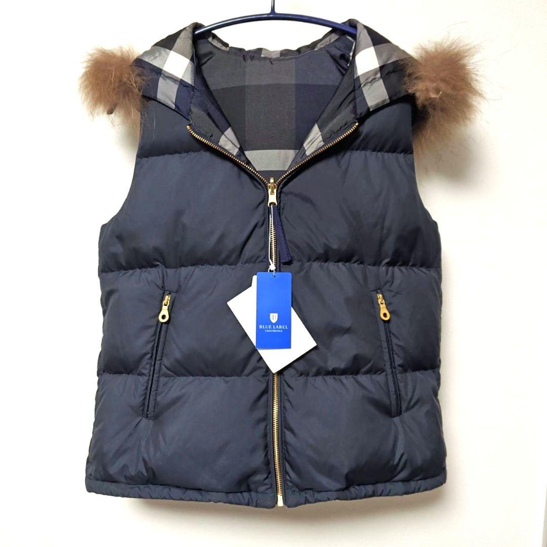 新品 ブルーレーベルクレストブリッジ リバーシブルダウンベスト 40 ネイビー