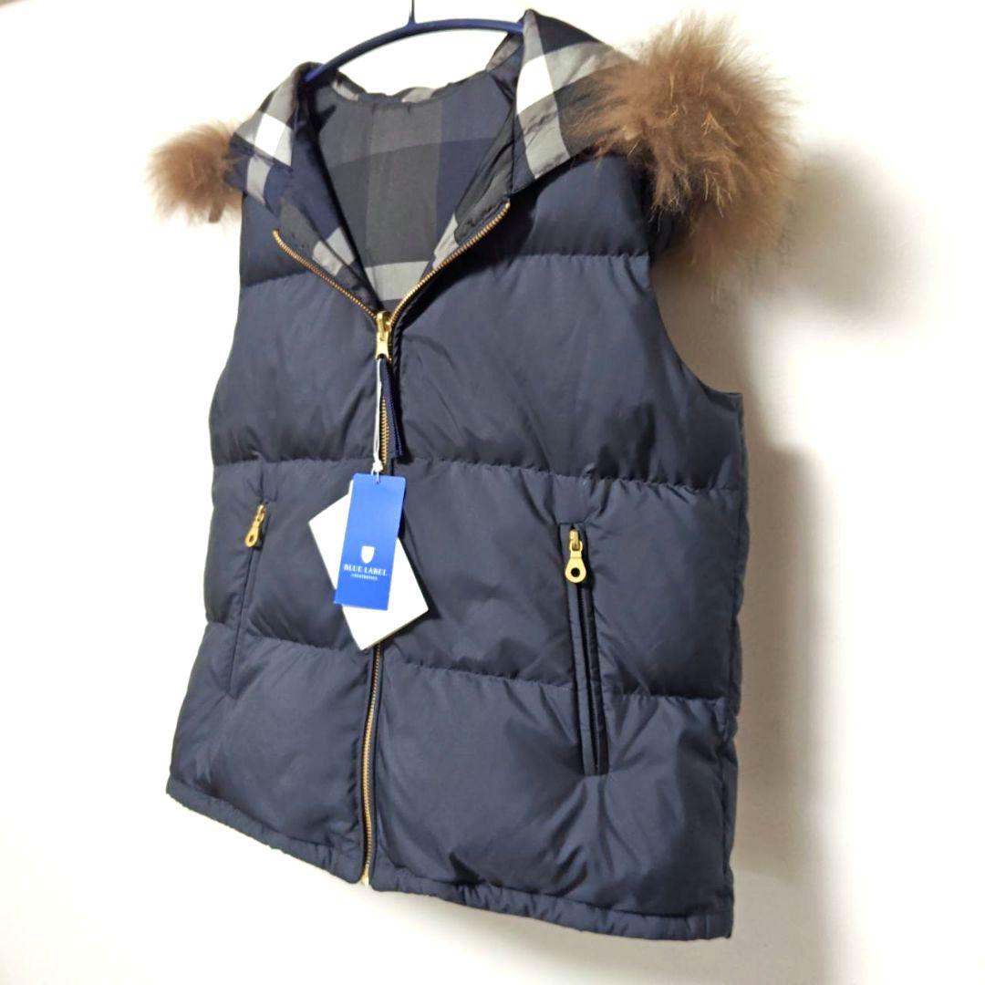 新品 ブルーレーベルクレストブリッジ リバーシブルダウンベスト 40 ネイビー