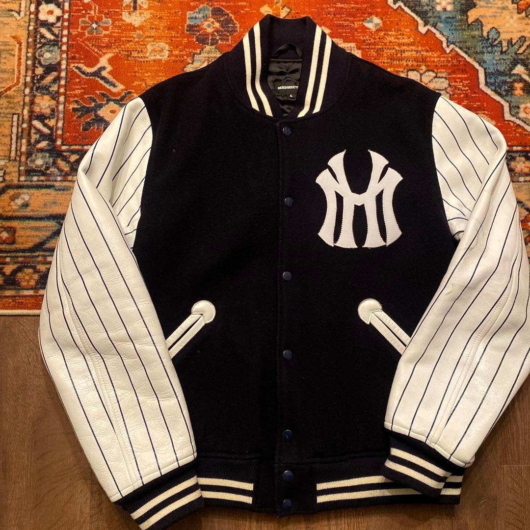 名作　MADHETIC スタジャン ネイビー/ホワイト Lサイズ