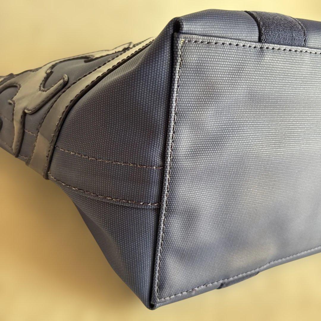 【美品】TORY BURCHトートバッグ ナイロン NVY ビッグロゴ