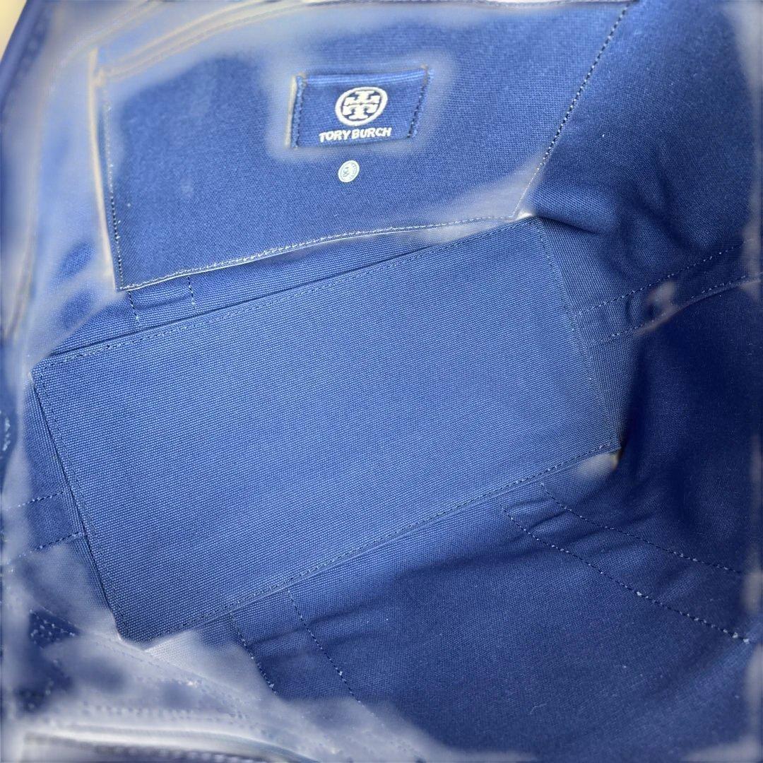 【美品】TORY BURCHトートバッグ ナイロン NVY ビッグロゴ