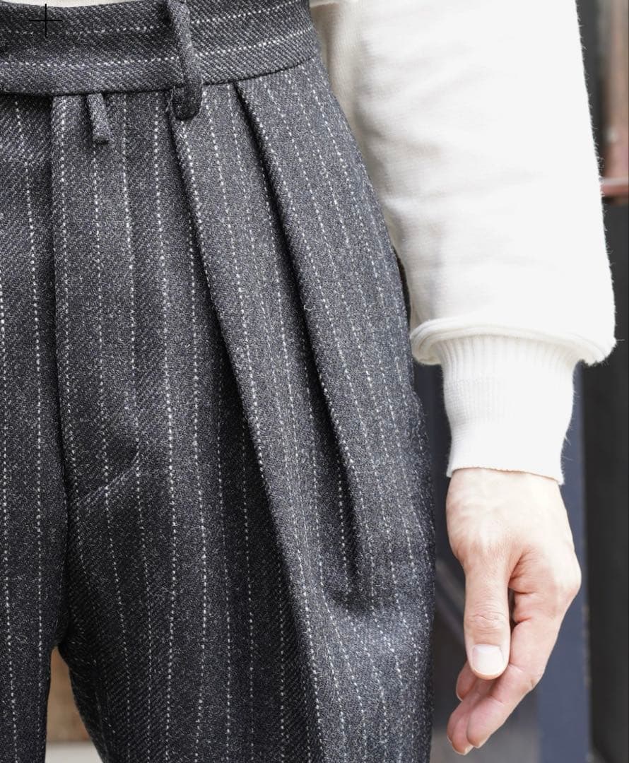 【極美品】NEAT lovat tweed チョークストライプ ワイドスラックス